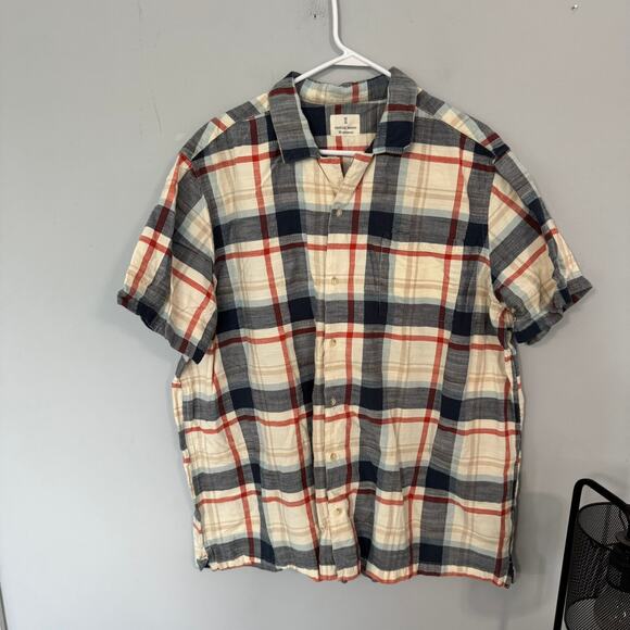 Mutual Weave Short Sleeve Plaid Button Down Shirt Men's Size 2XL Cotton & Rayon - Picture 1 of 6